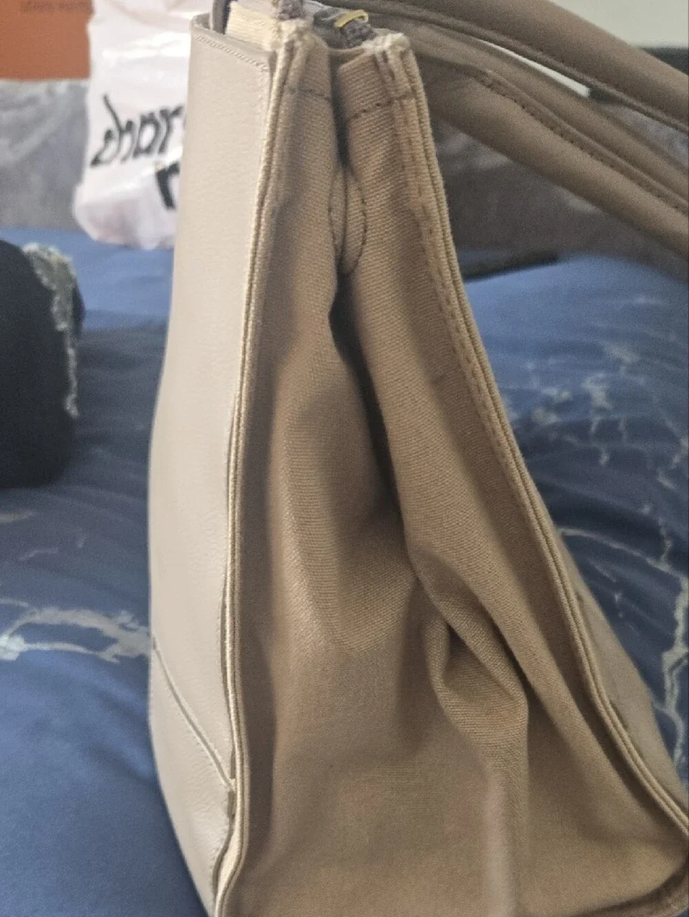 Tory Burch Mauve Beige Tote with Interior Zip Pocket